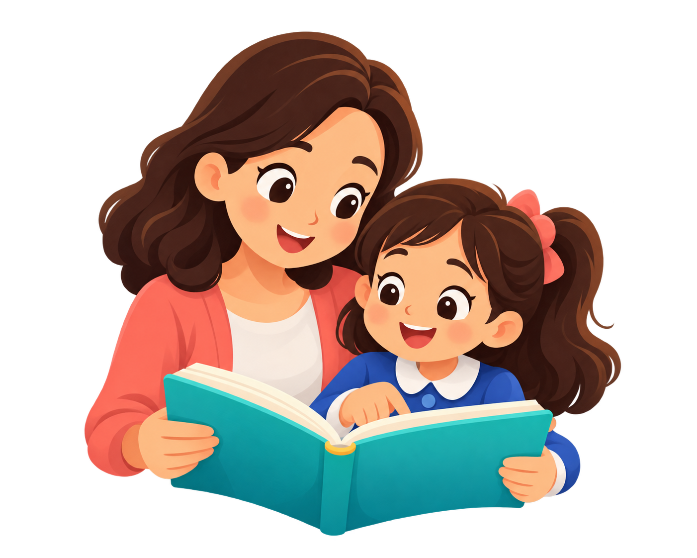 Veli ve öğrenci birlikte kitap okuyor